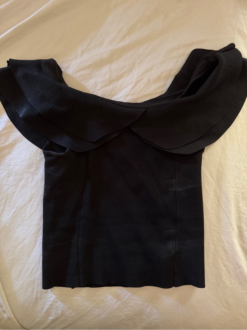 Chicwish Black Off-Shoulder Ruffle Crop Top